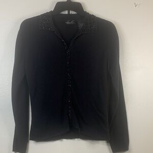 Black Sweater/Shirt with Studded Collar